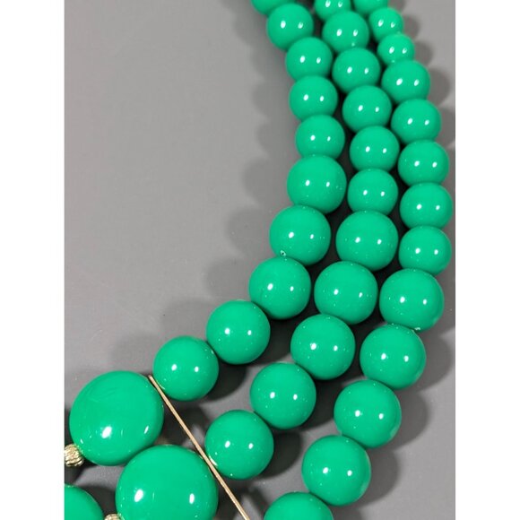 Charming Charlie Green Triple Strand Beaded Statement Bib Necklace 21" - Picture 3 of 7